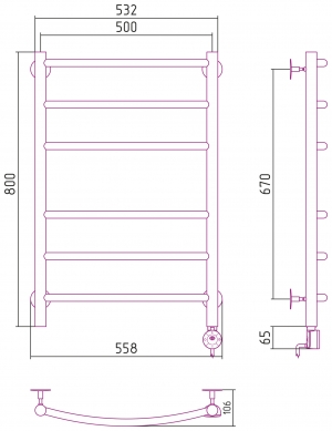 Полотенцесушитель электрический Стилье Формат №12 800x500