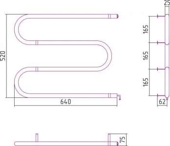 Полотенцесушитель электрический Стилье ЭПС M-образный 500x600 (64 Вт)