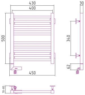 Полотенцесушитель электрический Сунержа Модус 2.0 500x400
